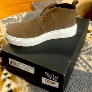 Eileen Fisher Greta Platform High Top Sneaker Slip On Booties Cement Size 5.5